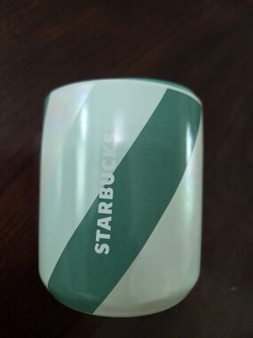 Starbucks Pale Green Ceramic Tumbler with White Accents